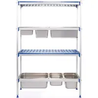 SuperMerchantEU Aluminium opbergrek GN 1/1, Aluminium;Polypropyleen, Zilver, 35,5(b)x112(d)x168,5(h)cm, 812266