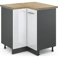 Vicco Hoekkast R-Line Wit Hoogglans 75.6 cm , WB Eik, Model 45600