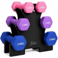 BOTC Dumbbellset - Halterset - Dumbells - Gietijzer - 1/2/3 kg - Roze/Paars/Blauw