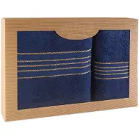 Darymex Premium - Handdoekenset - 2-delig (50x90 & 70x140) - 100% Katoen - Kleur Marineblauw in Luxe Cadeaudoos