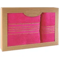 Darymex Premium - Handdoekenset - 2-delig (50x90 & 70x140) - 100% Katoen - Kleur Fuchsia in Luxe Cadeaudoos