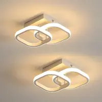 COMELY , 2-pack LED plafondlampen, modern design, 22W, 2700 lumen, kleine vierkante LED plafondlamp, binnenverlichting voor slaapkamer, woonkamer, gang, 3000K warm wit licht, wit, 24cm