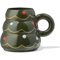 HEMA Mok ⌀11.5x11.6cm Kerstboom (donkergroen)