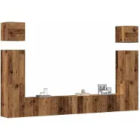 vidaXL 6-delig Tv-meubelset wandmontage bewerkt hout oud houtkleurig