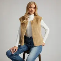 L'amore Couture Dames springfield gilet van nepbont - Natural