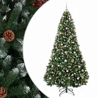 vidaXL Kunstkerstboom groen met kerstbal 210 cm 300 LED's Warmwit