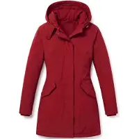 Gentile Bellini Lange Winterjas Dames - Winterjas Dames Volwassen - Getailleerde (Slim Fit) Dames Jas met Capuchon - Parka Jas -GS1280- Rood