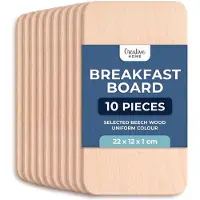 Creative Home set van 10 lichte houten ontbijtplankjes, 22 x 12 cm, Geselecteerde houten plankjes Snijplank Omkeerbare snijplank Plankje Ontbijtplank Houten plank voor brood, vlees en groenten