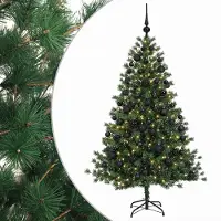 vidaXL - Kunstkerstboom - met - kerstbal - 210 - cm - 300 - LED's - Warmwit