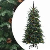 vidaXL - Kunstmatige - Hinged - Kerstboom - 150 - cm - 150 - LED's - Warmwit - PE - & - PVC