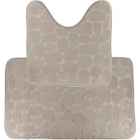 Tendance Badkamer Matten set Pebble - toilet en bad mat - taupe - memory foam - microfiber