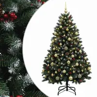 vidaXL - Kunstkerstboom - groen - met - kerstbal - 150 - cm - 150 - LED's - Warmwit