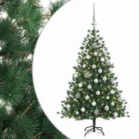 vidaXL - Kunstkerstboom - met - kerstbal - 150 - cm - 150 - LED's - Warmwit