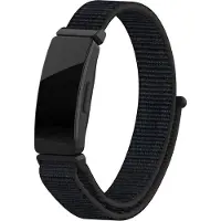 Strap-it Nylon Smartwatch bandje - Geschikt voor Fitbit Inspire / Inspire HR / Inspire 2 nylon bandje - zwart - Horlogeband / Polsband / Armband