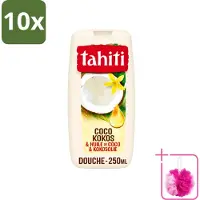 Tahiti 10 x - Douchegel - Kokos & Kokosolie - Hydraterend - 250 ml - Bulkverpakking - Douchegel kokos - Douchemop - Kokosolie douchegel