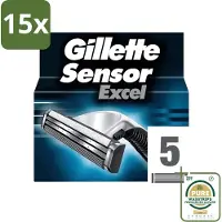 Gillette 15 x - Sensor Excel - Comfortabele scheerbeurt - 5 Navulscheermesjes - Grootverpakking - Scheermesjes - Comfortabele Scheerbeurt - Huidbescherming - Sensor Excel - Sensor Excel