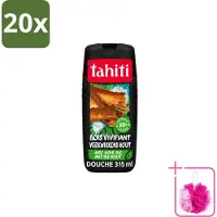 Tahiti 20 x – Douchegel – Tropenhout Vegan - 315 ml - Bulkverpakking - Douchegel tropisch hout - Douchemop - Vegan douchegel