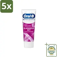 Oral-B 5 x - 3D White Advanced – Tandpasta – Luxe – Glamorous White – 75 ml - Wasstrips - Tandpasta - Witte Tanden - Geavanceerde Whitening - Fluoride - Anti-vlekken