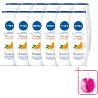 Nivea 12 x - Douchegel - Orange - Voelbaar Gladde Huid - 250 ml - Bulkverpakking - Douchegel - Douchemop - Huid verzorgen
