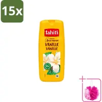 Tahiti 15 x – Douchegel – Vanille - 315 ml - Bulkverpakking - Douchegel vanille - Douchemop - Warme geur