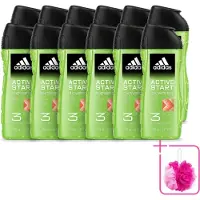 Adidas 12 x - 3-in-1 Douchegel - Active Start - Kruidige Geur - Gerecyclede Verpakking - 250 ml - Bulkverpakking - Douchegel - Douchemop - 3-in-1