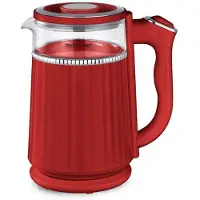 Swiss Haus GWK1918 Waterkoker – 1.7L - Retro – Cool Touch – Glas Binnenzijde – 2200W – LED Verlichting – Snoerloos 360° – BPA Vrij – Rood