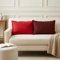 vidaXL Kussen met kussen HOUTEN 6 st Wijnrood Faux Linnen