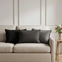vidaXL Kussen met kussen HOUTEN 6 st Donkergrijs Faux Linnen