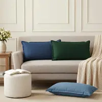 vidaXL Kussen met kussen HOUTEN 6 st Donkergroen Faux Linnen
