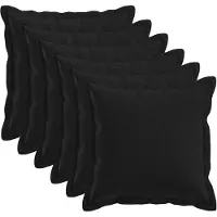 vidaXL Kussen met kussen HOUTEN 6 st Zwart Faux Linnen