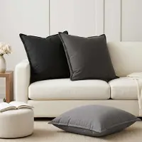 vidaXL Kussensloop 6 st HOUTEN Zwart 80 x 80 cm Faux Linnen