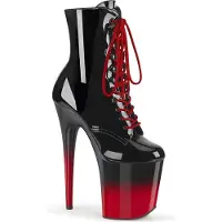 Pleaser - FLAMINGO1020BRH Plateau Laarzen, Paaldans schoenen - Paaldans schoenen - 42 shoes - Zwart/Rood