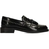 Manfield - Dames - Zwarte leren loafers met studs - Maat 36