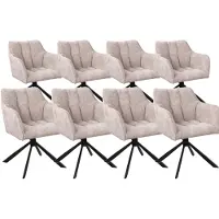DS4U - Puck armstoel met terugdraaifunctie - Set van 8 - Champagne - Stof