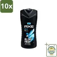 Axe 10 x - 3-in-1 Douchegel - Apollo - Sage & Cedarwoord - All Day Fresh - 400 ml - Wasstrips - Douchegel - Lichaam - Gezicht - Haar - Salie
