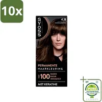 Syoss 10 x Permanent Coloration 4-8 - Haarverf - Chocolade Bruin - Grootverpakking - Vaatwasstrips - Haarkleur - Chocoladebruin - Permanent Haarkleuren - Keratine - Grijsdekking
