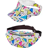 Widmann 80's Set Heuptasje en Zonneklep Funky Wit