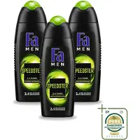 Fa 3 x Men - Douchegel - Speedster - Verfrissend & Energiek - Langdurig - 250 ml - Wasstrips - Douchegel Mannen - Energieke Geur - Verfrissende Geur - Taurine - Langdurig Effect