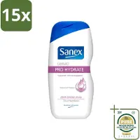 Sanex 15 x Dermo - Pro Hydraterend - Douchecrème - Zeer Droge Huid - 500 ml - Wasstrips - Hydratatie Huid - Droge Huid - Douchecrème - Huidbescherming - Dermo Active 3 Complex