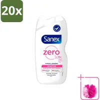 Sanex 20 x Zero% - Douchegel - Gevoelige Huid - 0% Parfumsulfaten - Hypoallergeen - 400 ml - Bulkverpakking - Gevoelige huid - Douchemop - Hypoallergene douchegel