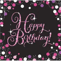Amscan serviettes Happy Birthday 33 x 33 cm 16 pièces rose