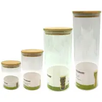 Fackelmann Set of 4 glass storage containers - - Natural - Bamboo lid