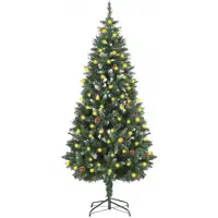 vidaXL - Kunstkerstboom - met - verlichting - en - dennenappels - 180 - cm