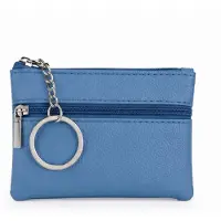 LGT JWLS - Mini Portemonnee - Dames sleuteletui - Blauw PU Leer - Met rits