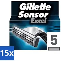 Gillette 15 x - Sensor Excel - Comfortabele scheerbeurt - 5 Navulscheermesjes - Scheermesjes - Comfortabele Scheerbeurt - Huidbescherming - Sensor Excel - Sensor Excel