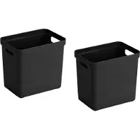 Sunware Opbergbox Sigma - 2x - kunststof - zwart - 25 liter - Opbergbakken/opbergers - 35 x 25 x 36 cm