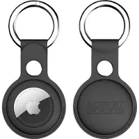 AdroitGoods PU-Lederen Beschermhoes – Geschikt voor Apple AirTag – Sleutelhanger Case – Zwart