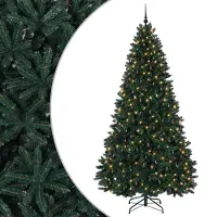 vidaXL - Kunstkerstboom - donkergroen - met - kerstbal - 300 - cm - 600 - LED's