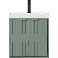 UEV kleine wastafel met badmeubel voor gastentoilet, wandmontage, 49 cm, groen