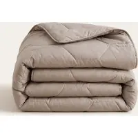 HappyBed Dekbed zonder overtrek 140x200 - Wasbaar Dekbed - Bedrukt dekbed zonder hoes - Hoesloos Dekbed - Eenpersoonsdekbed - Taupe